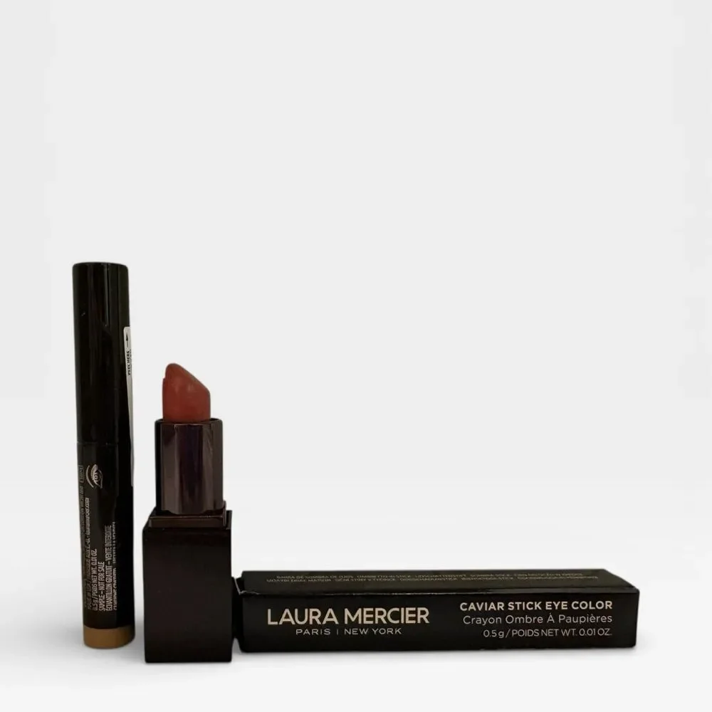 Laura Mercier Crème Coral Smooth Lip Color + Rosegold Caviar Stick Set